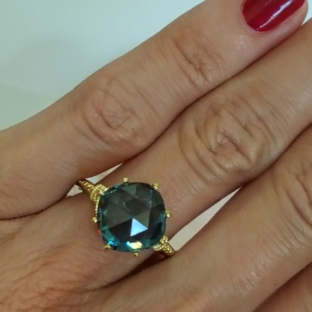 Judith Ripka 14k Vermil London Blue Spinel Ring - Picture 7 of 8